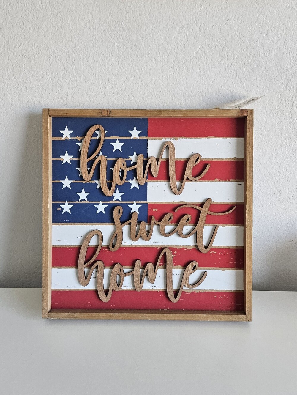 NWT Hobby Lobby Home Sweet Home American Flag Americana Interior Decor Wood 250